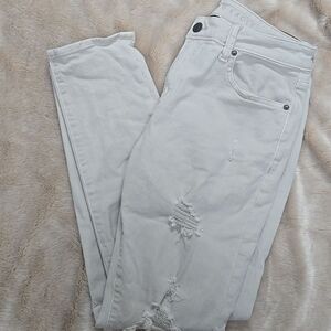 AMERICAN EAGLE AIRFLEX 360 TAN DISTRESSED JEANS, SIZE 33x32